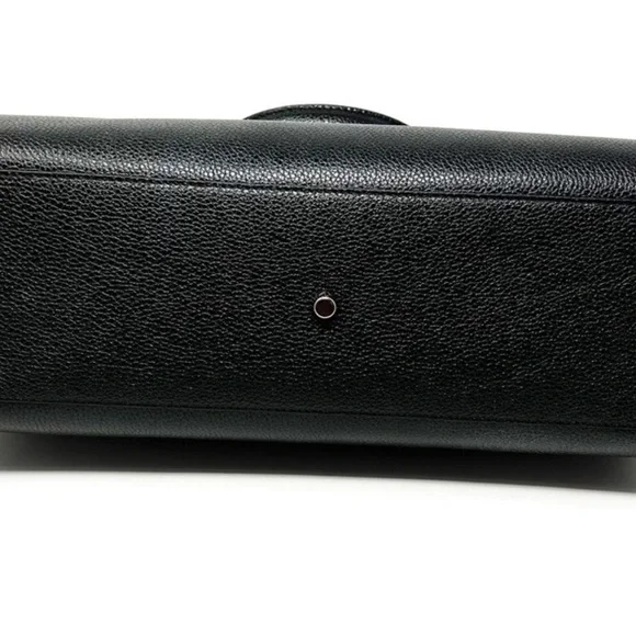 BrandNew-Black Grainy Leather Gold/Silver Bag Features A Push Lock Set - Picture 5 of 7